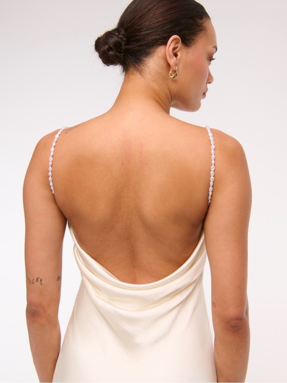 Abercrombie & Fitch Cream Slip Maxi Dress with Beaded Straps - Picture 2 of 10